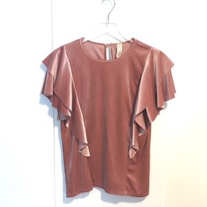 ALLISON JOY | NWOT Double Ruffle Velvet Top
